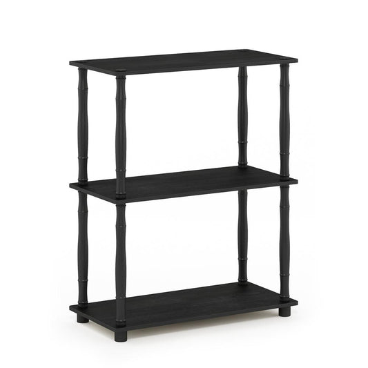 Furinno Turn-N-Tube 3-Tier Compact Multipurpose Shelf Display Rack with Classic Tube, Americano/Black