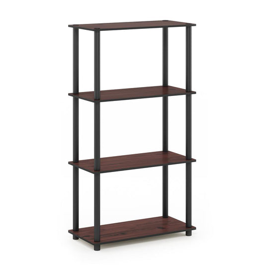 Furinno Turn-N-Tube 4-Tier Multipurpose Shelf Display Rack, Dark Cherry/Black