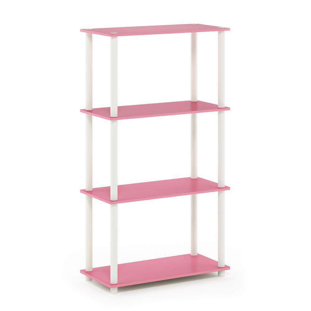 Furinno Turn-N-Tube 4-Tier Multipurpose Shelf Display Rack, Pink/White