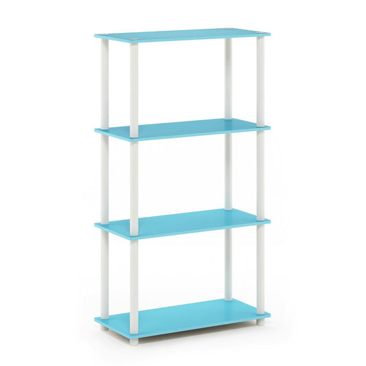 Furinno Turn-N-Tube 4-Tier Multipurpose Shelf Display Rack, Light Blue/White