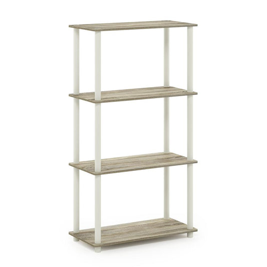 Furinno Turn-N-Tube 4-Tier Multipurpose Shelf Display Rack, Sonoma Oak/White