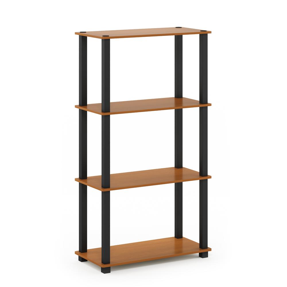 Furinno Turn-S-Tube 4-Tier Multipurpose Shelf Display Rack with Square Tube, Light Cherry/Black