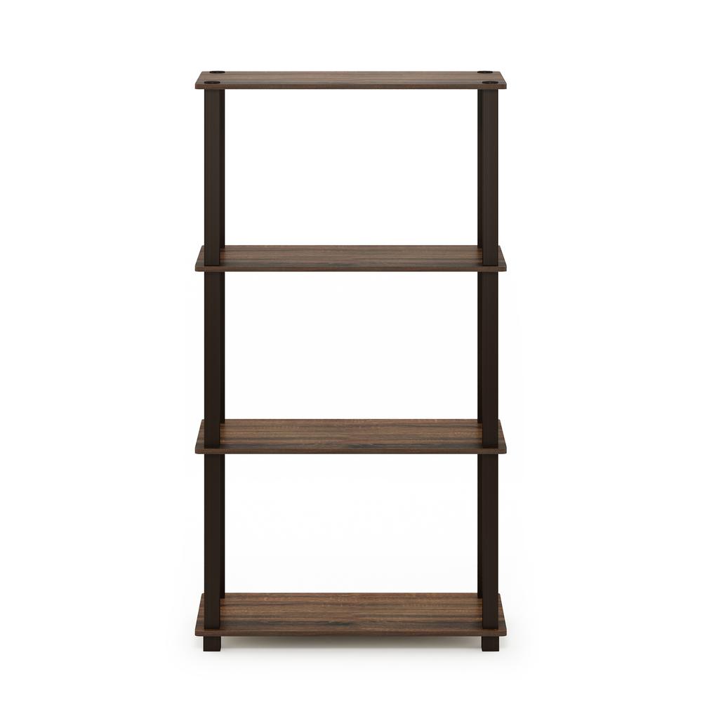 Furinno Turn-S-Tube 4-Tier Multipurpose Shelf Display Rack with Square Tube, Walnut/Brown