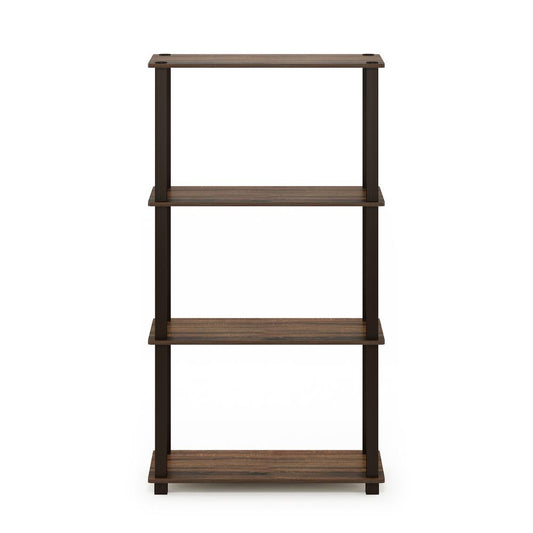 Furinno Turn-S-Tube 4-Tier Multipurpose Shelf Display Rack with Square Tube, Walnut/Brown