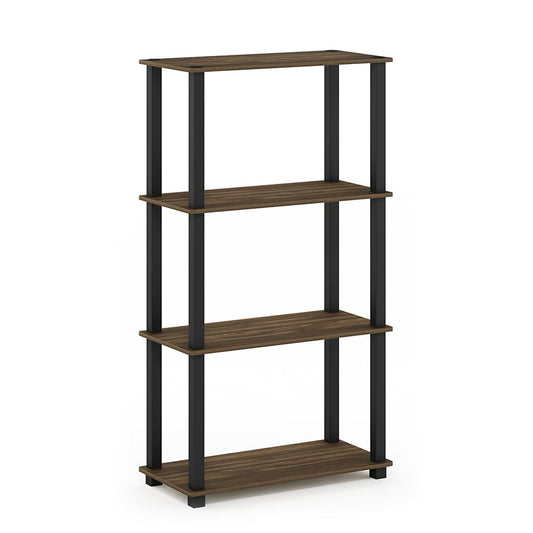 Furinno Turn-S-Tube 4-Tier Multipurpose Shelf Display Rack with Square Tube, Columbia Walnut/Black