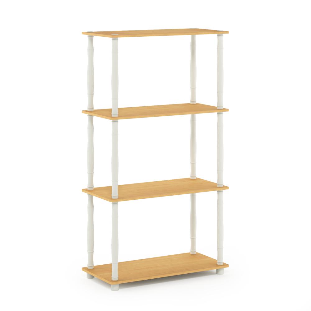 Furinno Turn-N-Tube 4-Tier Multipurpose Shelf Display Rack with Classic Tubes, Beech/White