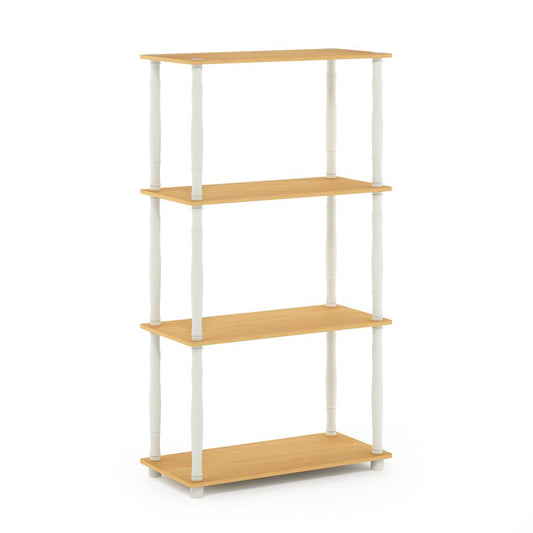 Furinno Turn-N-Tube 4-Tier Multipurpose Shelf Display Rack with Classic Tubes, Beech/White