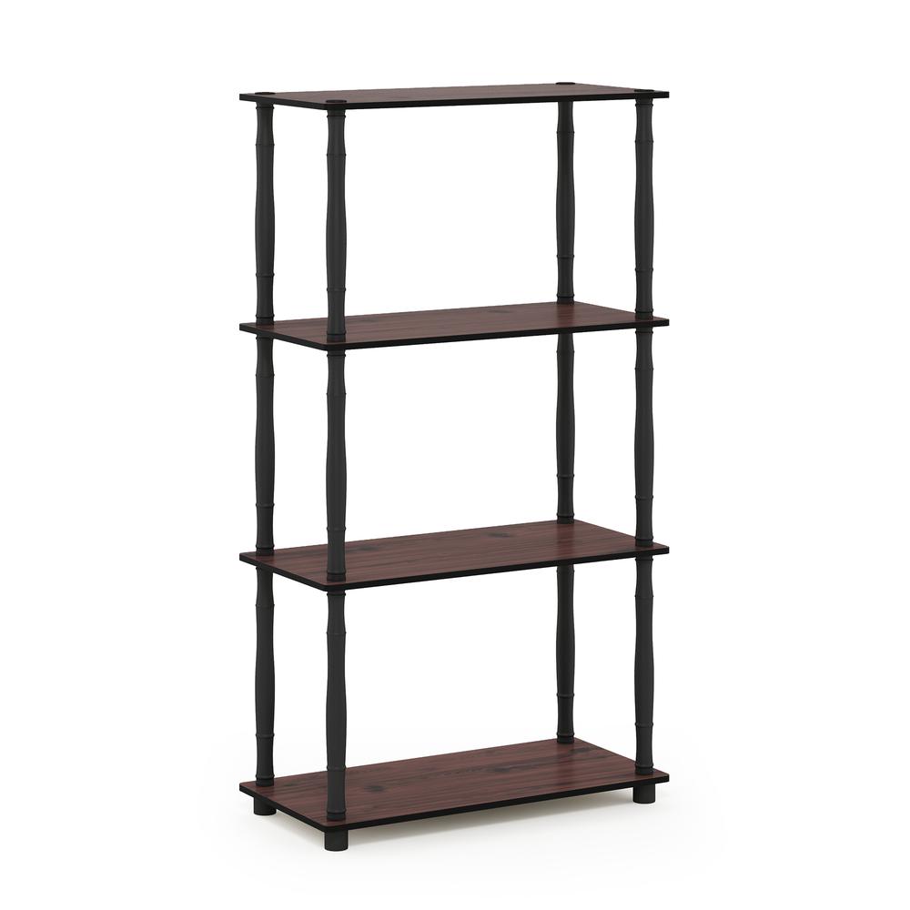 Furinno Turn-N-Tube 4-Tier Multipurpose Shelf Display Rack with Classic Tubes, Dark Cherry/Black