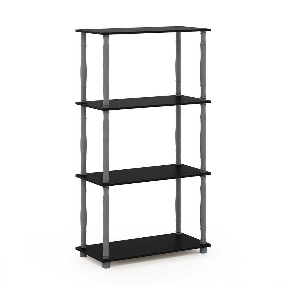 Furinno Turn-N-Tube 4-Tier Multipurpose Shelf Display Rack with Classic Tubes, Black/Grey