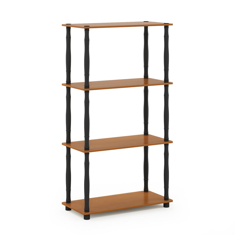 Furinno Turn-N-Tube 4-Tier Multipurpose Shelf Display Rack with Classic Tubes, Light Cherry/Black