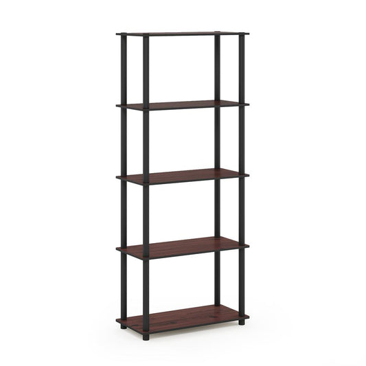 Furinno Turn-N-Tube 5-Tier Multipurpose Shelf Display Rack, Dark Cherry/Black