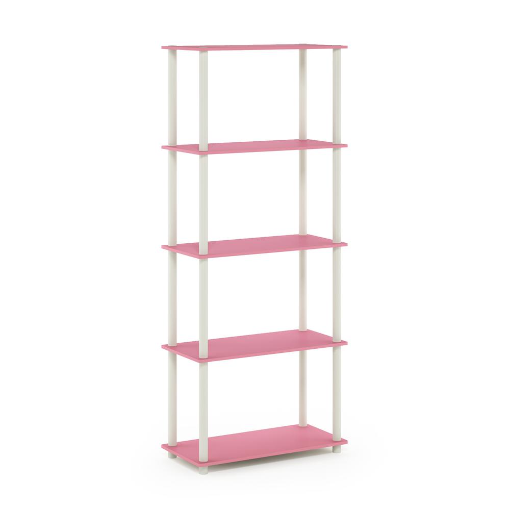 Furinno Turn-N-Tube 5-Tier Multipurpose Shelf Display Rack, Pink/White