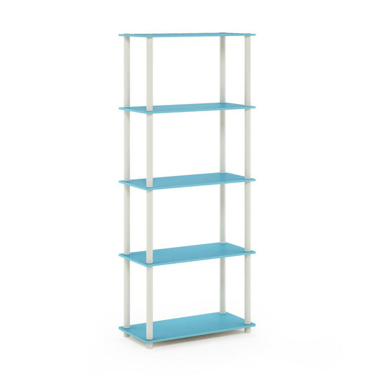 Furinno Turn-N-Tube 5-Tier Multipurpose Shelf Display Rack, Light Blue/White