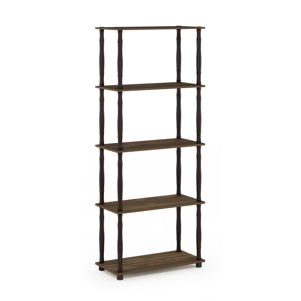 Furinno Turn-N-Tube 5-Tier Multipurpose Shelf Display Rack with Classic Tubes, Columbia Walnut/Black