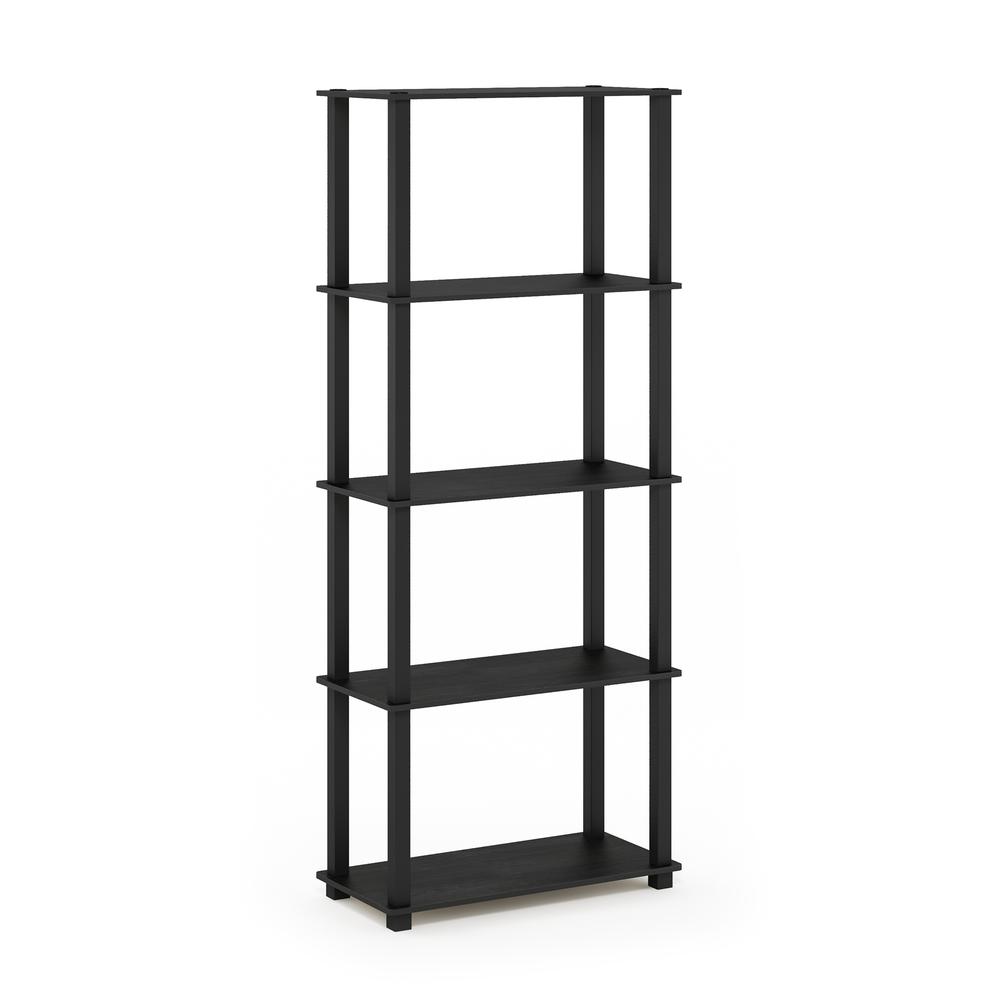 Furinno Turn-S-Tube 5-Tier Multipurpose Shelf Display Rack with Square Tubes, Americano/Black