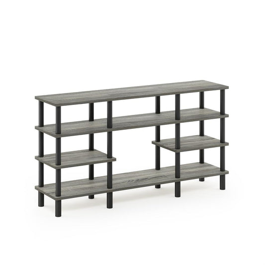 Furinno Turn-N-Tube 4-Tier Multipurpose Wide Shelf, French Oak Grey/Black