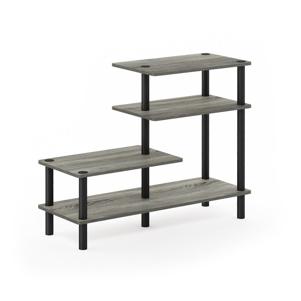 Furinno Turn-N-Tube 3-Tier Side Display Rack, French Oak Grey/Black