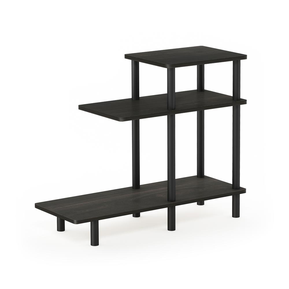 Furinno Turn-N-Tube 3-Tier Sofa Side Table, Espresso/Black