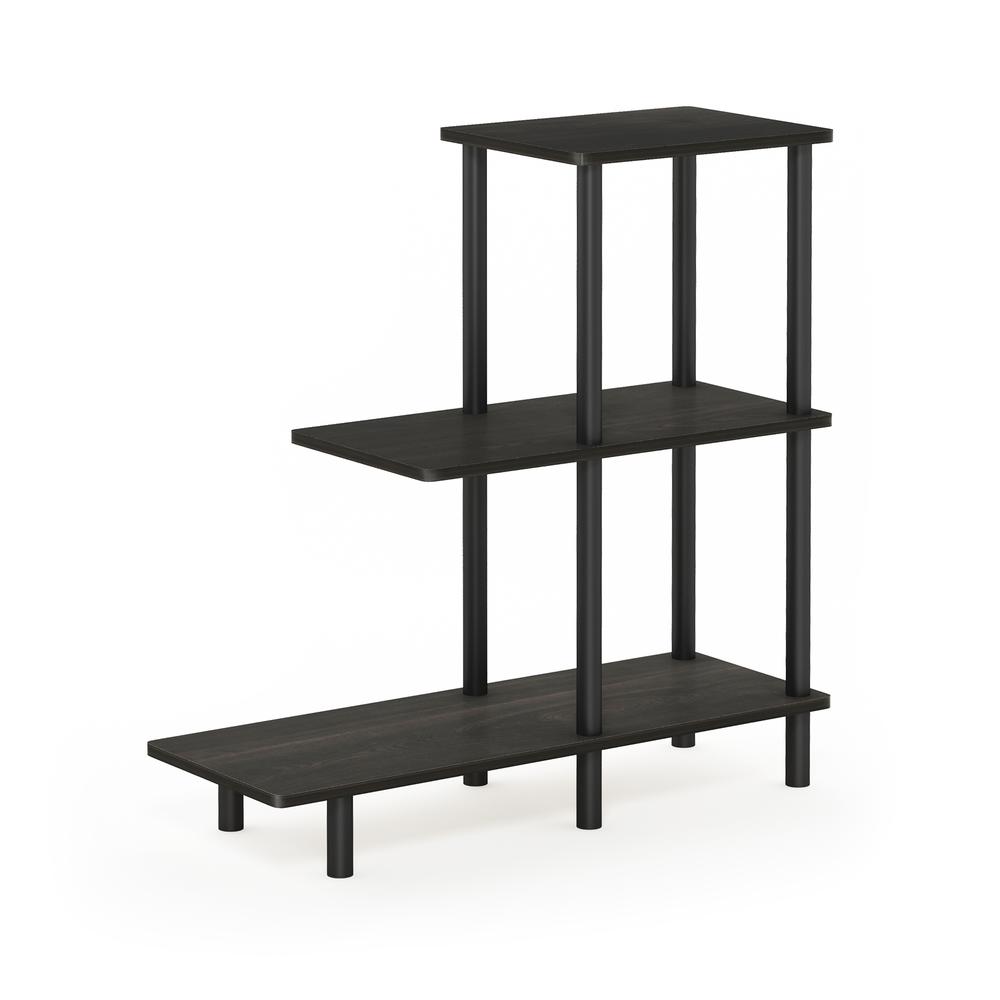 Furinno Turn-N-Tube 3-Tier Sofa Side Table Tall, Espresso/Black