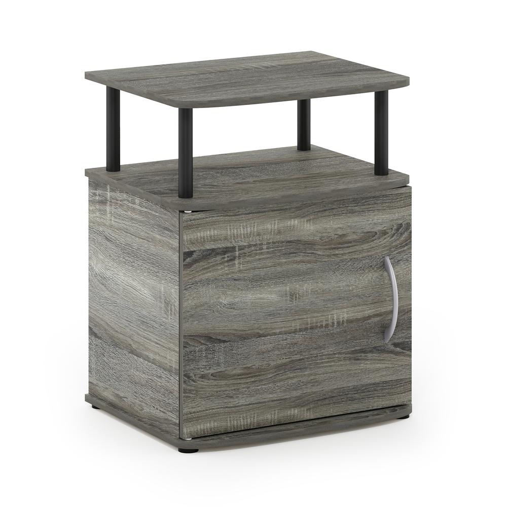 Furinno JAYA Utility Design End Table, French Oak Grey/Black