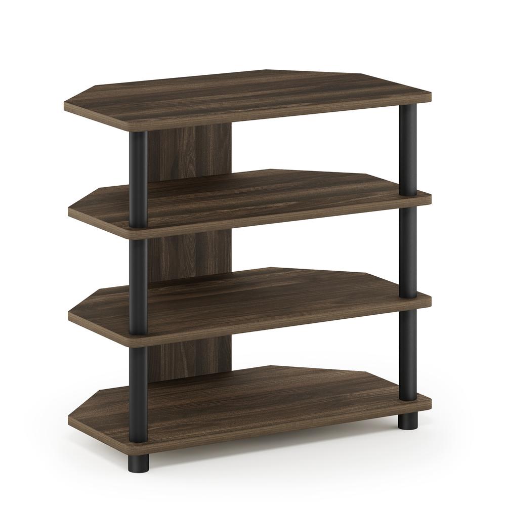 Furinno Turn-N-Tube Easy Assembly 4-Tier Petite TV Stand, Columbia Walnut/Black