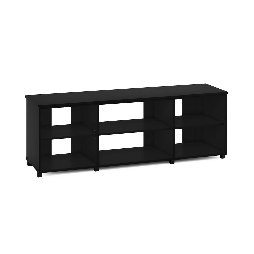 Furinno Montale TV Stand with Shelves for TV up to 65 Inch, Black Oak