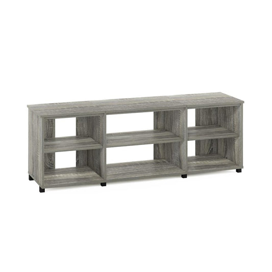 Furinno Montale TV Stand with Shelves for TV up to 65 Inch, French Oak Grey