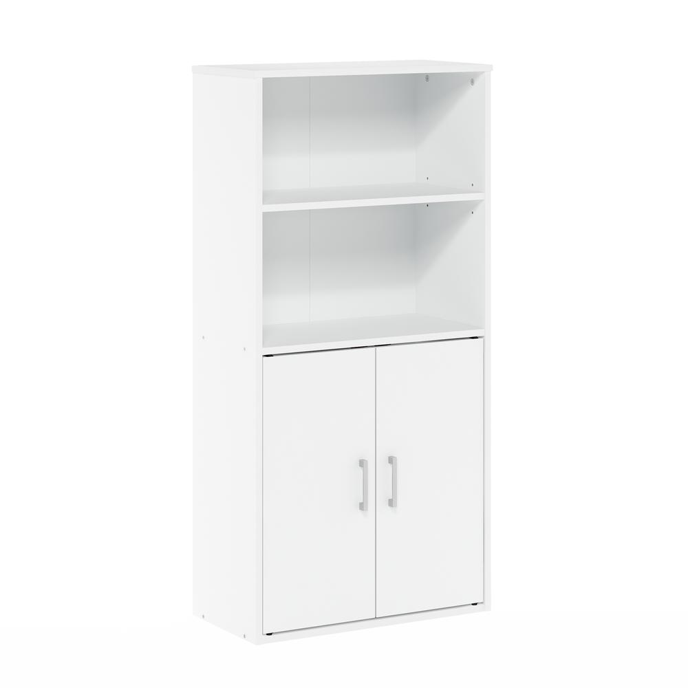 Furinno Pasir Storage Cabinet with 2 Open Shelves and 2 Doors, White