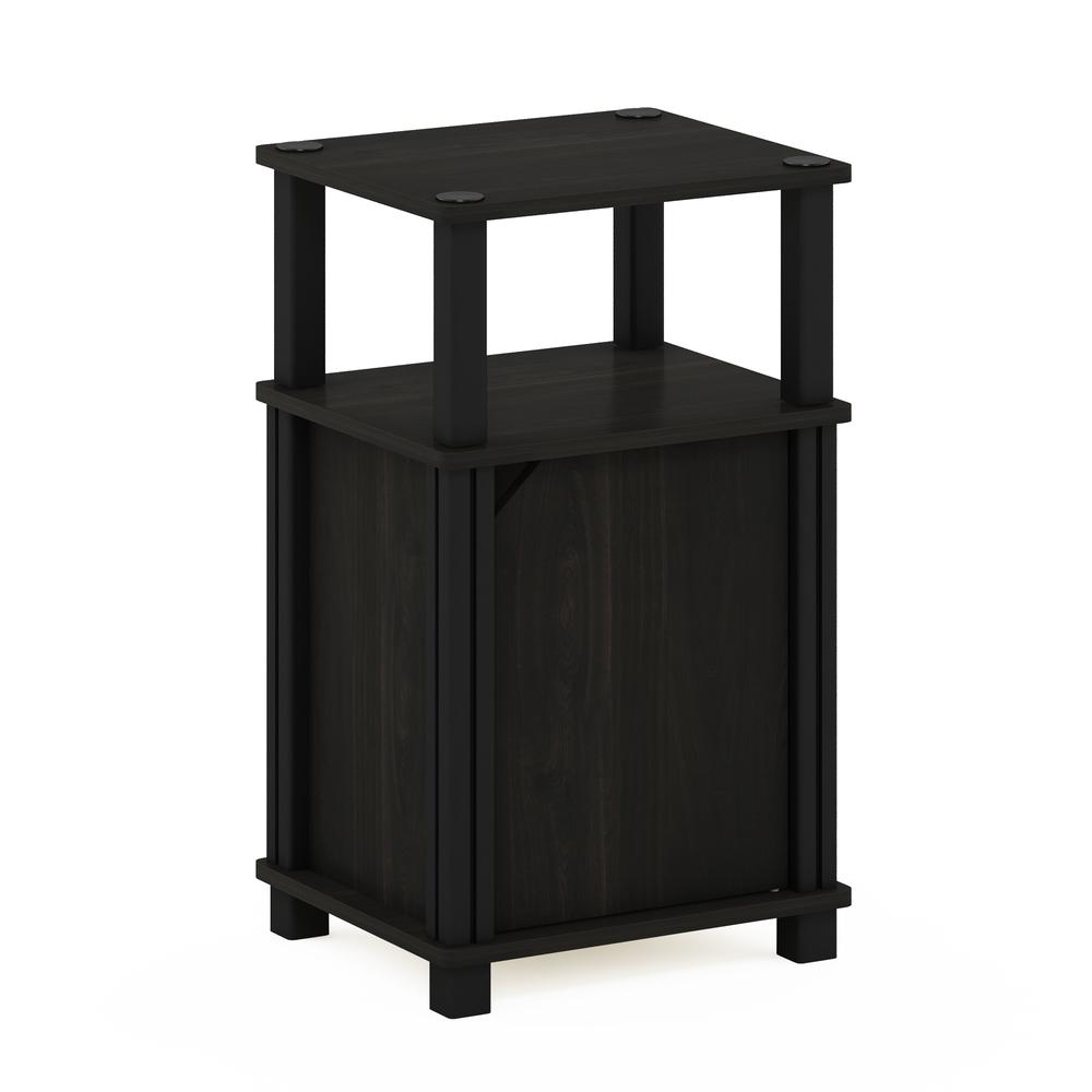 Furinno Just 3-Tier End Table with Door, Espresso/Black