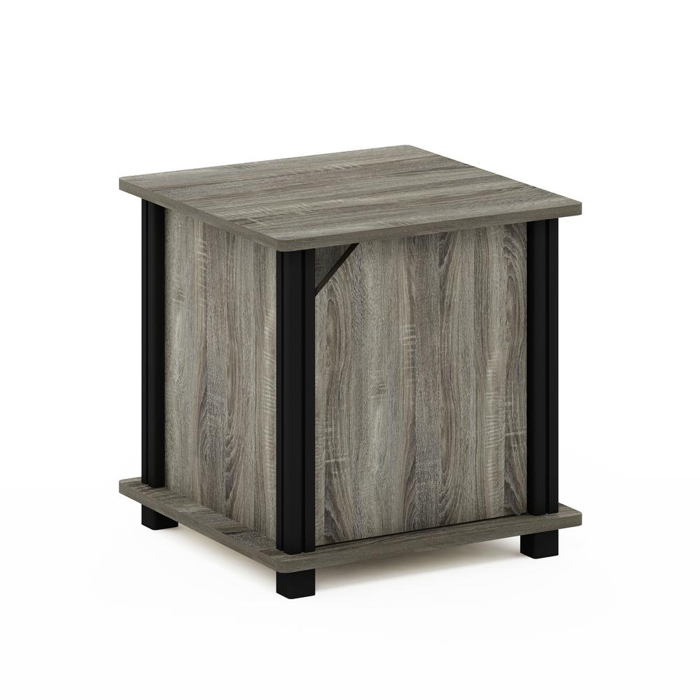 Simplistic End Table with Storage, French Oak/Black