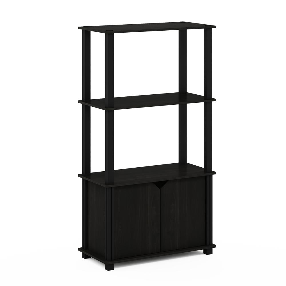 Furinno Go Green 4-Tier Multipurpose Display Shelf with Door, Espresso/Black