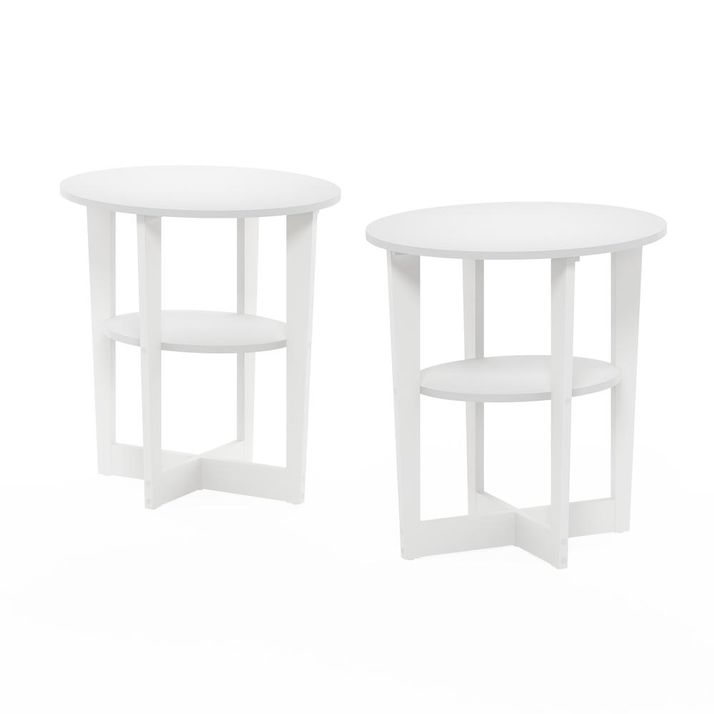 JAYA Oval End Table, White, Set of 2