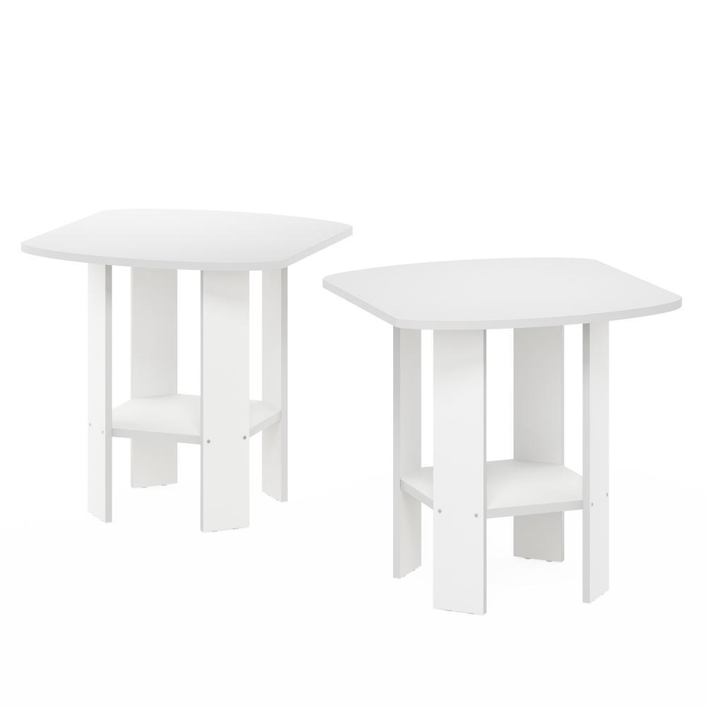 Simple Design End Table, White, Set of 2