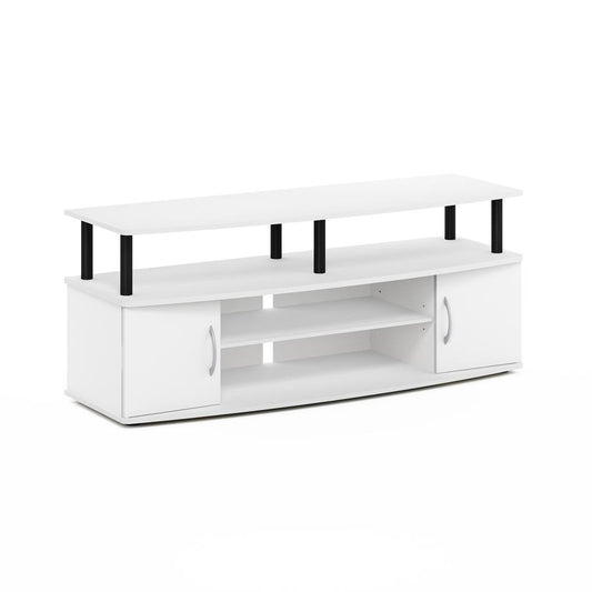 Furinno JAYA Large Entertainment Center Hold up to 55-IN TV, White/Black