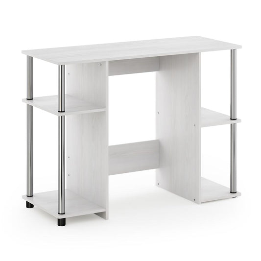 Furinno 15112 JAYA Compact Computer Study Desk, White Oak, Stainless Steel Tubes