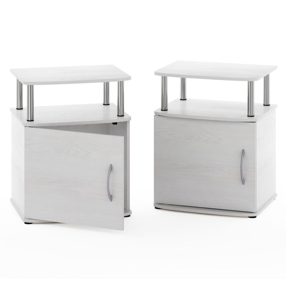 Furinno JAYA Utility Design End Table, White Oak, Stainless Steel Tubes