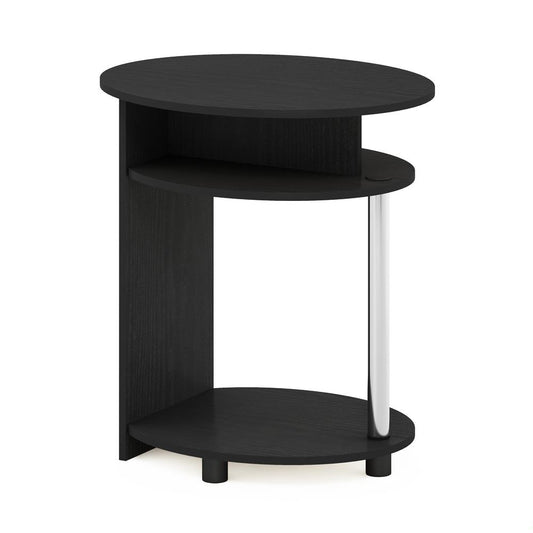 Furinno JAYA Simple Design Oval End Table, Americano, Stainless Steel Tubes