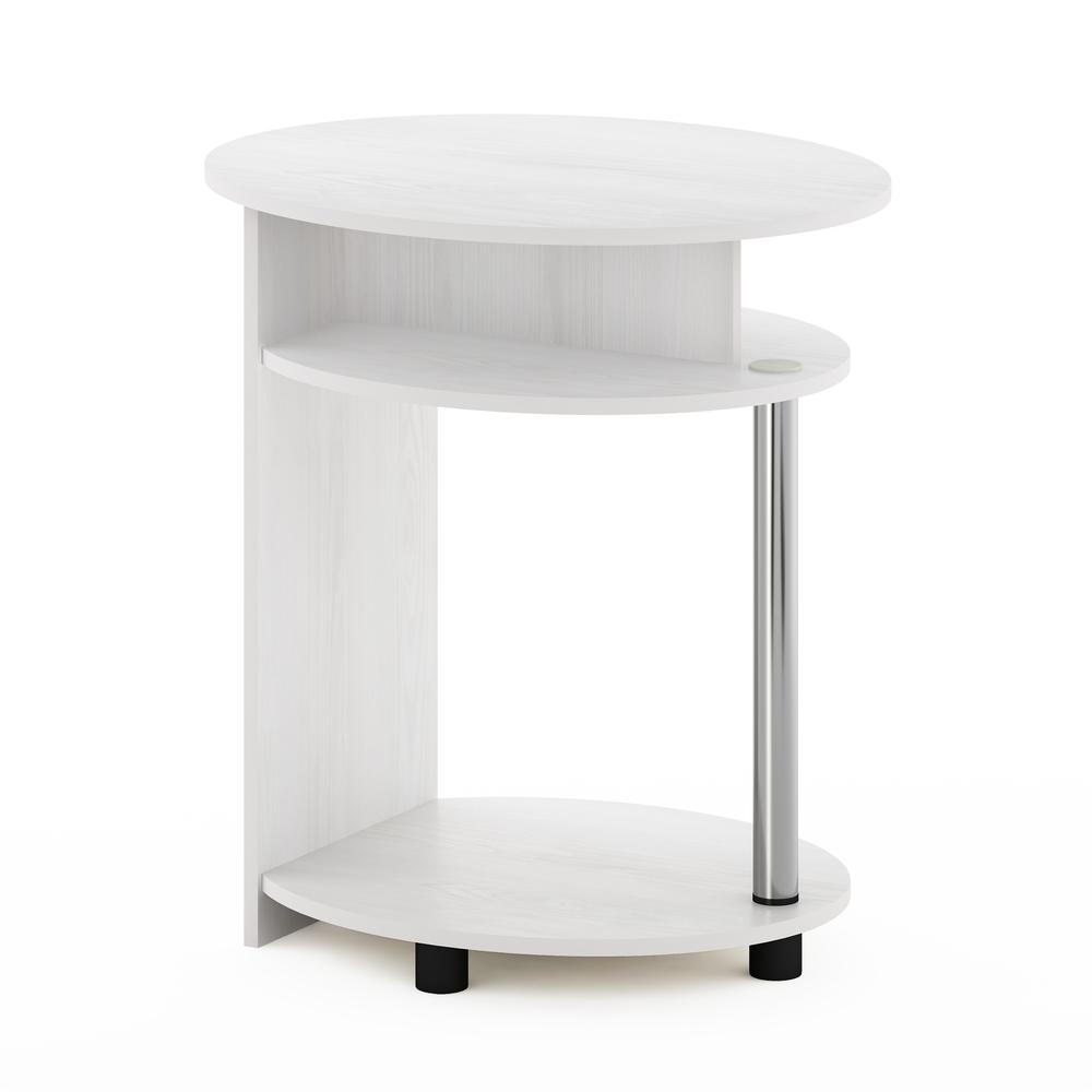 Furinno JAYA Simple Design Oval End Table, White Oak, Stainless Steel Tubes