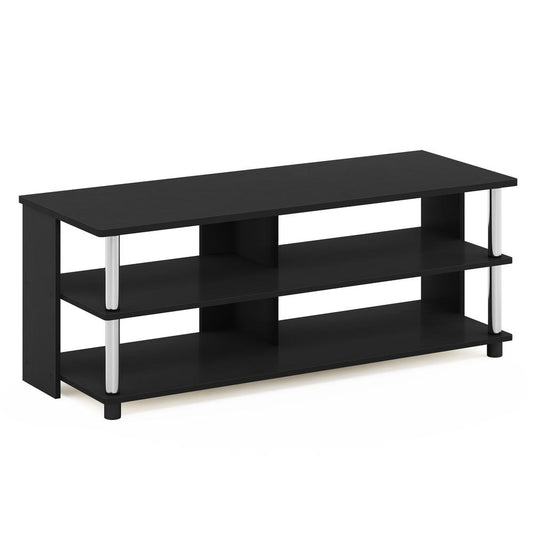 Furinno Sully 3-Tier TV Stand for TV up to 48, Americano, Stainless Steel Tubes