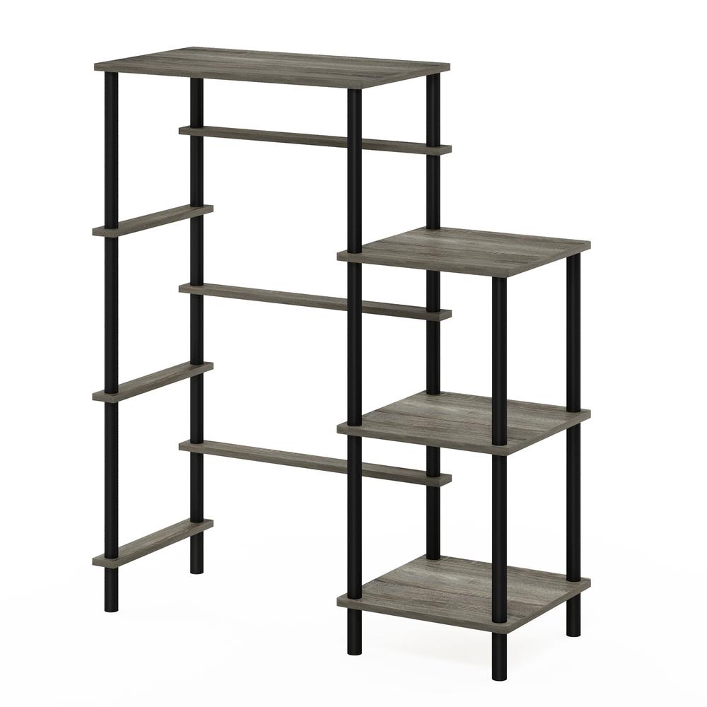 Furinno Turn-N-Tube Toolless Kitchen Storage Shelf Tall, French Oak Grey/Black