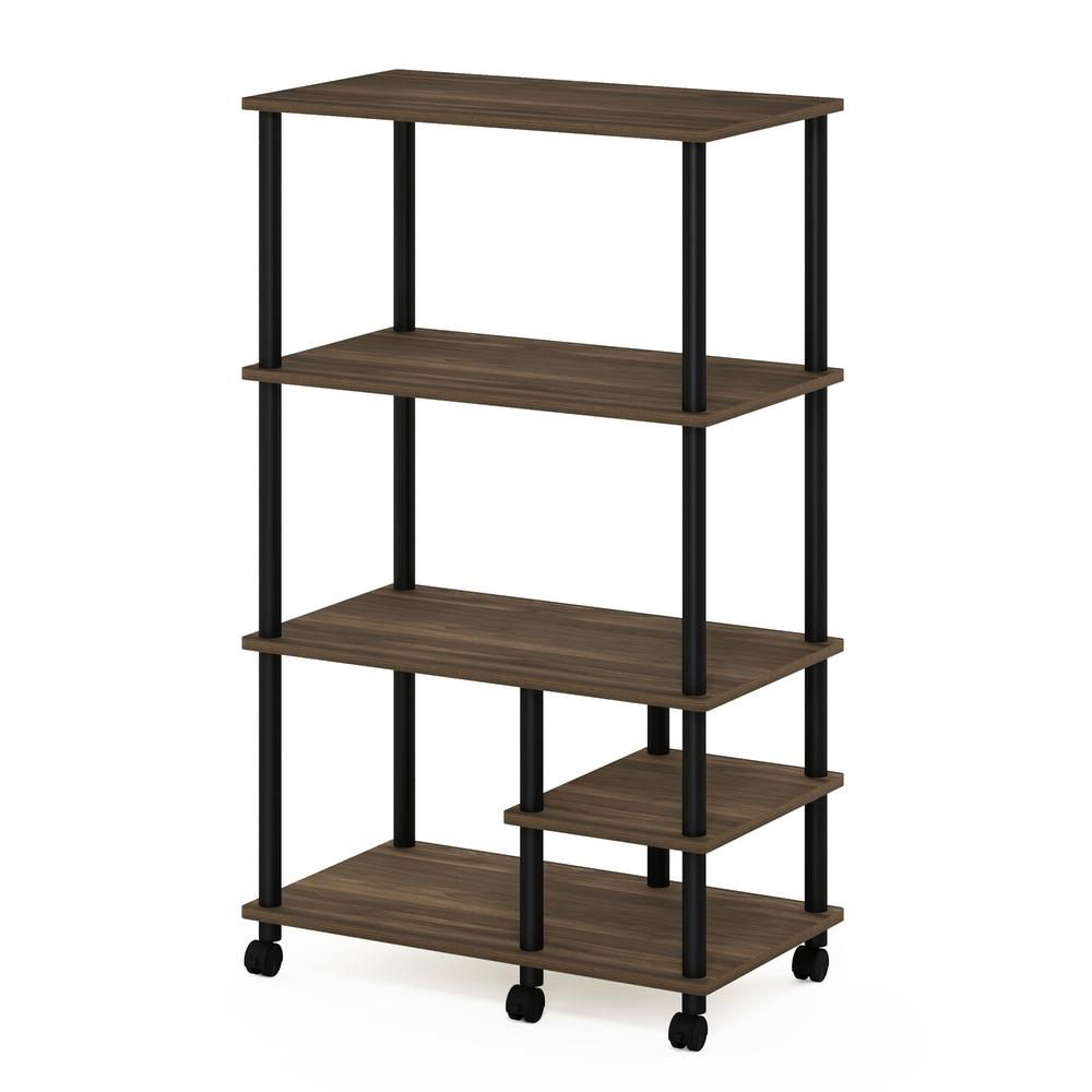 Furinno Turn-N-Tube 4-Tier Toolless Kitchen Storage Shelf Cart, Columbia Walnut/Black