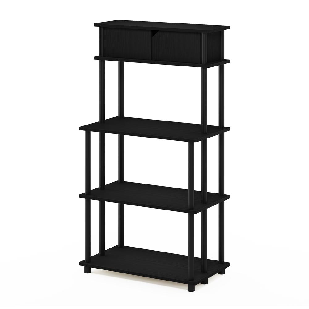 Furinno Turn-N-Tube Toolless Storage Shelf with Top Cabinet, Americano/Black