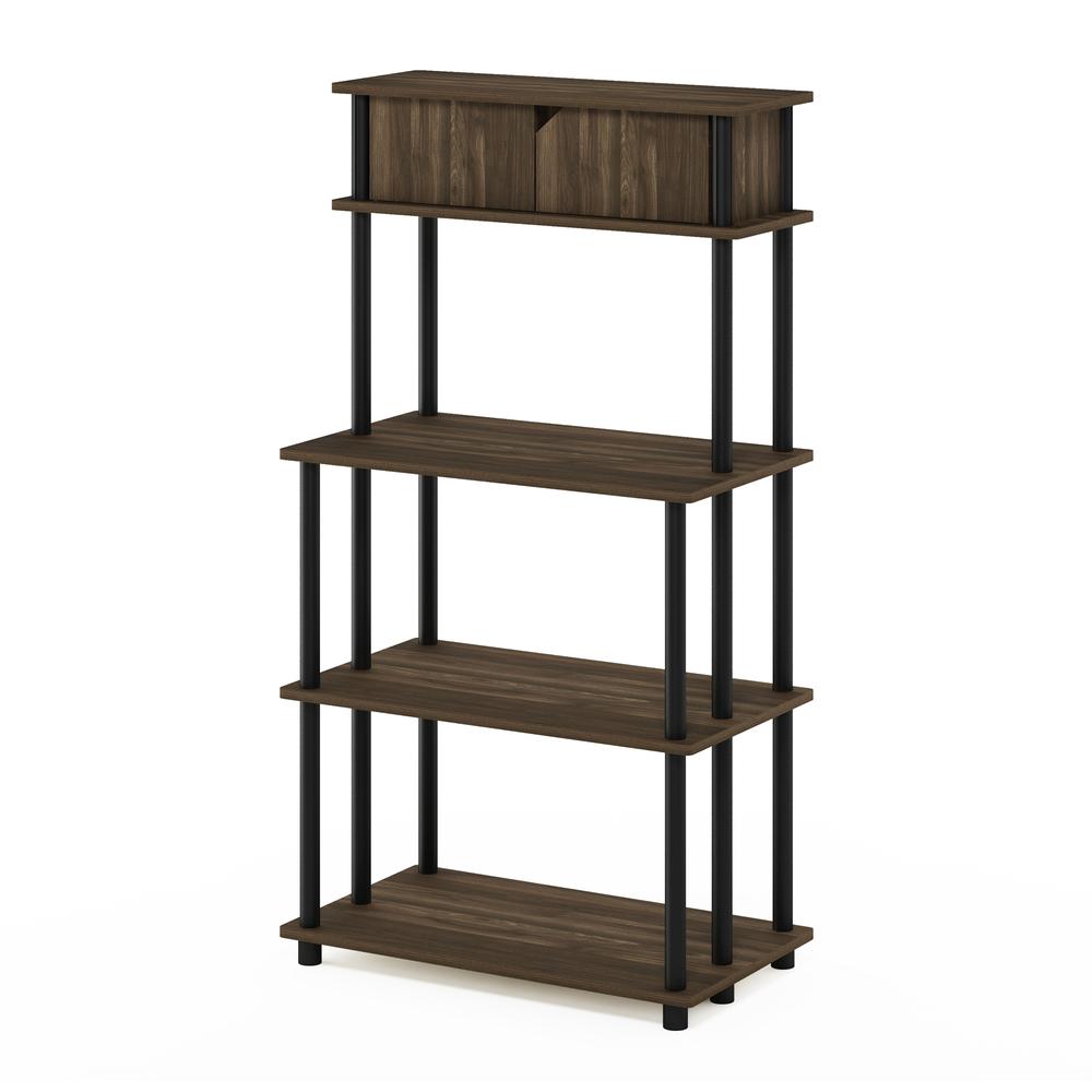 Furinno Turn-N-Tube Toolless Storage Shelf with Top Cabinet, Columbia Walnut/Black