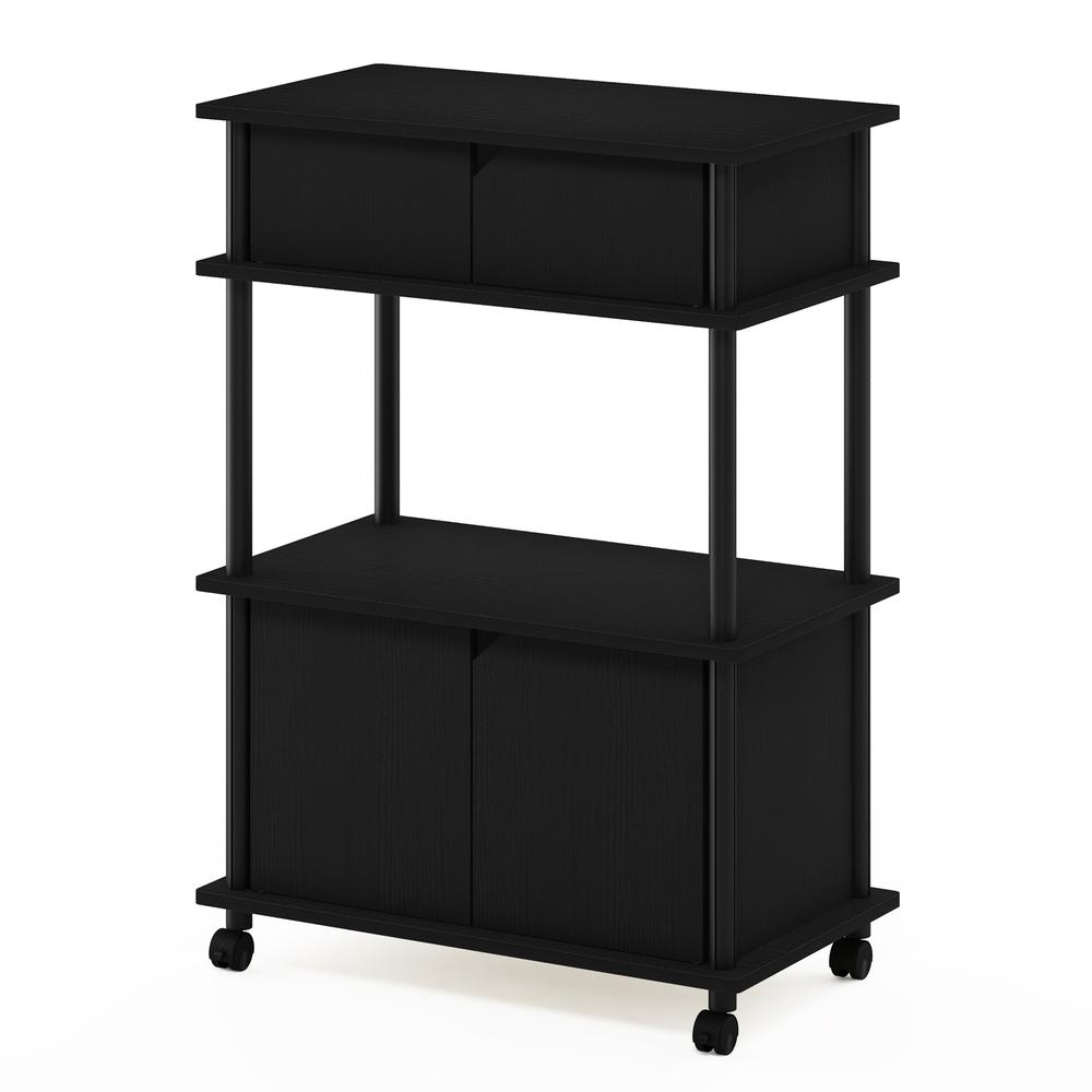 Furinno Turn-N-Tube Toolless Storage Cart with Cabinet, Americano/Black