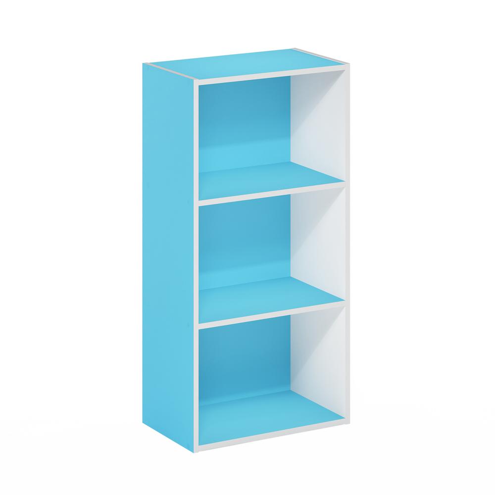 Furinno Luder 3-Tier Open Shelf Bookcase, Light Blue/White