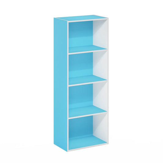 Furinno Luder 4-Tier Open Shelf Bookcase, Light Blue/White