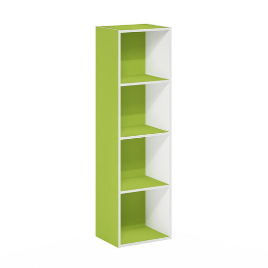 Furinno Pasir 4-Tier Open Shelf Bookcase, Green/White