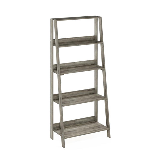 Furinno 5-Tier Ladder Bookcase Display Shelf, French Oak