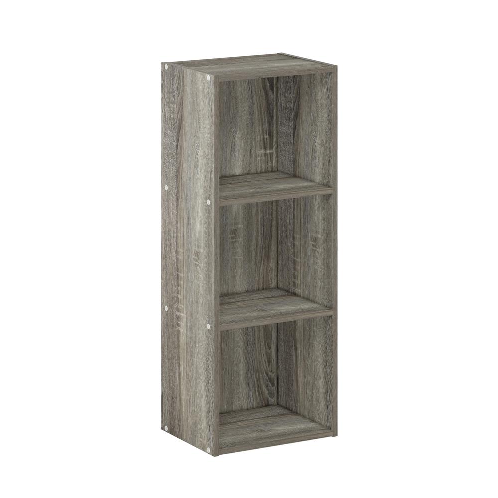 Furinno Pasir 3-Tier No Tool Assembly Open Shelf Bookcase, French Oak