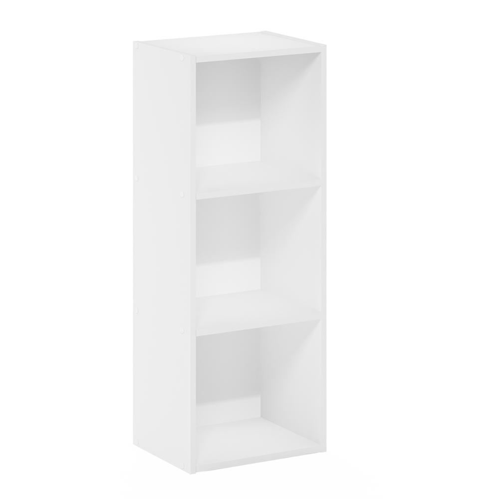 Furinno Pasir 3-Tier No Tool Assembly Open Shelf Bookcase, White